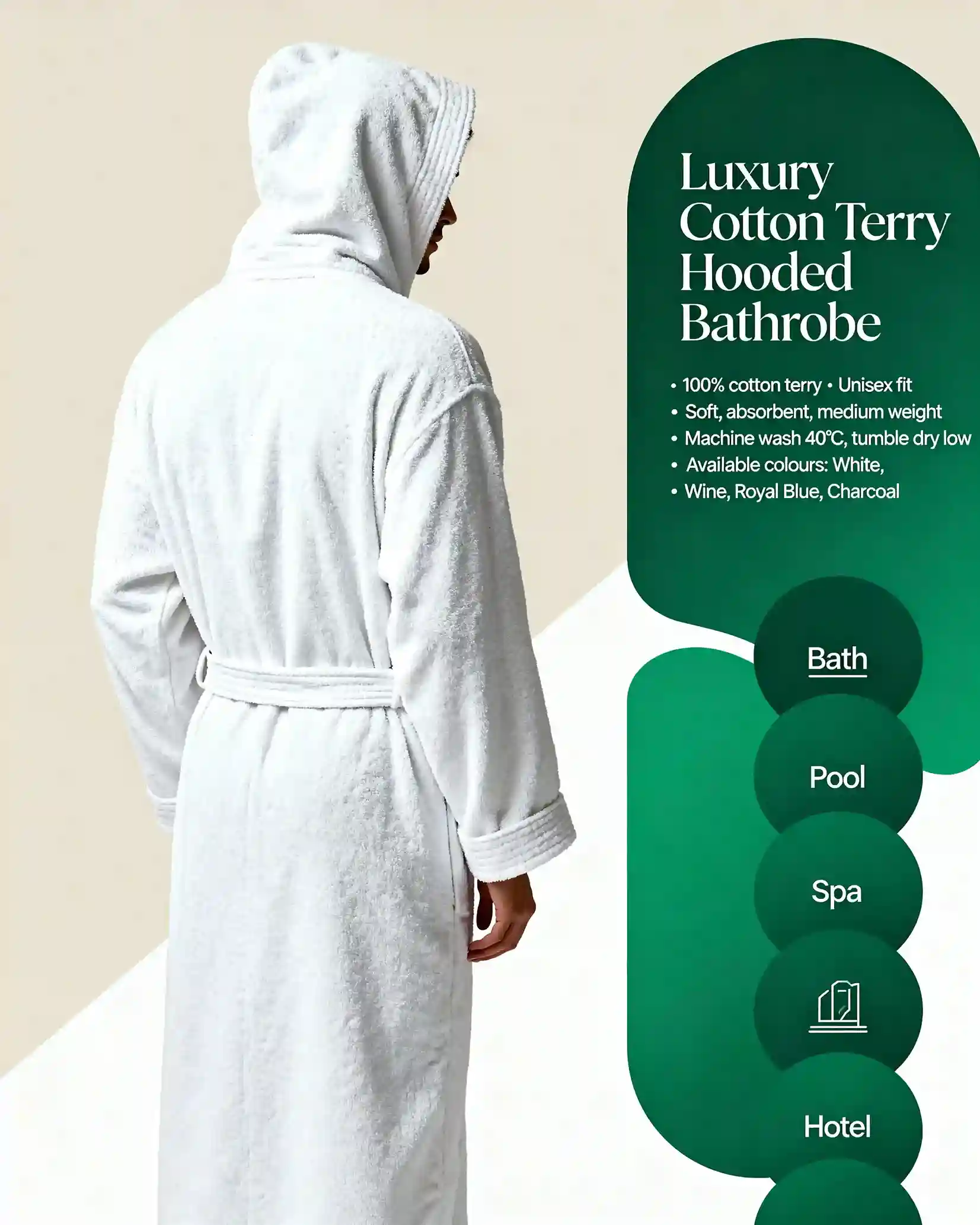 Luxury Cotton terry hooded bathrobes